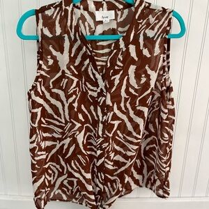 Brown and White Women's Top
